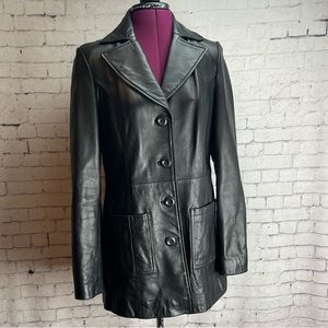 Sonoma lambskin leather black coat size small